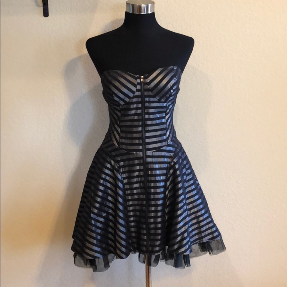 Black and metallic zipper dress